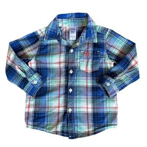 Carter's 18m Boys Blue plaid cotton button down shirt